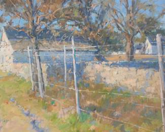 1089 Jill Carver (b. 1968) "Hill Country Barn" Oil on canvas Signed lower right: Jill Carver; signed "Jill Carver ©" and titled on the stretcher 24 x 36in Estimate: $800 - $1,200