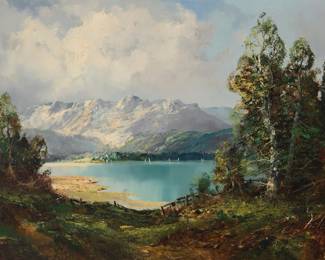 1138 Ingfried Paul Henze (1925-1913) "Dachstein" Oil on canvas Signed lower right: Henze; signed again, titled, and inscribed "München," all verso 24 x 36in Estimate: $500 - $700