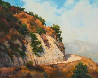 1202 Frank Lennartz (active 21st century) Cliffside road Oil on canvas Signed lower left: Frank Lennartz 22 x 28in Estimate: $200 - $400