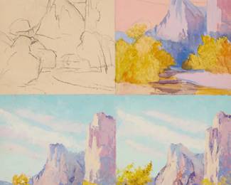 1149 Nell Walker Warner (1891-1970) Landscape demonstration Oil and pencil on canvasboard Signed lower right: Nell Walker Warner 20 x 16in Estimate: $400 - $600