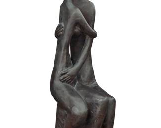 1081 20th Century Modern School Figural group Patinated bronze Signed in the casting: e 17.25" H x 6.125" W x 7.375" D Estimate: $200 - $300