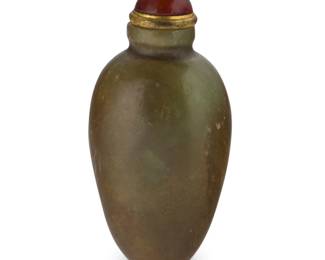 1273 A Chinese carved hardstone snuff bottle Qing Dynasty (1644-1912) or later With glass lid 2.75" H x 1.375" W x 1.125" D Estimate: $300 - $500