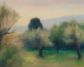 1177 Suzanne Wiggin (b. 1962) Wild lilac, 2001 Oil on canvas wrapped around panel Appears unsigned 21 1/4 x 72in Estimate: $600 - $800