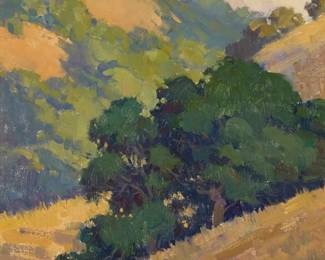 1148 Paul Kratter (b. 1956) "Shady Hillside," 2011 Oil on board Signed lower right: Kratter; signed again, titled, and dated "2011," verso 11 x 11in Estimate: $500 - $700