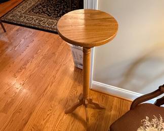 Vintage Oak Pedestal Plant Stand