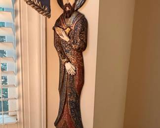 Vintage Polychrome Wooden Saint Mathias Figurine