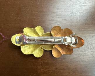 Mid-Century Modern Brass Floral Barrette