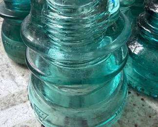 Whitall Tatum Co. No. 1 Aqua Glass Telegraph Insulator