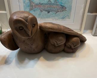 Terracotta Barn Owl Sculpture