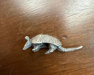 Vintage Pewter Armadillo Miniature Figurine