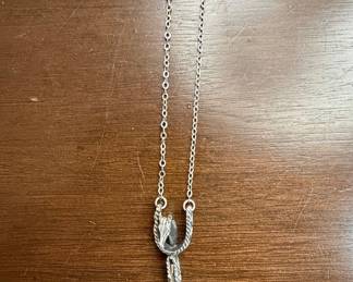 Sterling Silver Horse Head and Stirrup Pendant Necklace