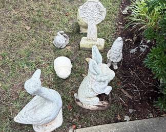 Assorted Concrete Garden Statuary Set