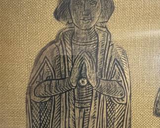 Pair of Brass Rubbings of Medieval Figures