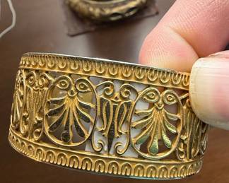 Vintage MMA Greek Palmette Filigree Cuff Bracelet