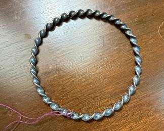 Sterling Silver Twisted Bangle Bracelet and Crystal Fashion Bracelet