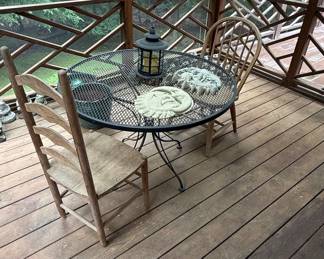 Vintage Wrought Iron Patio Set with Sun and Moon Decor
