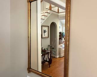 Ornate Gilt Wood Wall Mirror with Crest