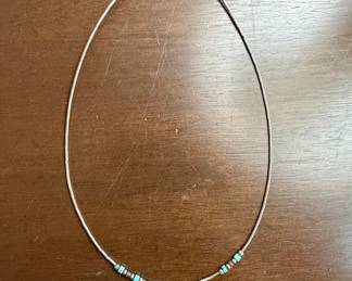 Sterling Silver Liquid Silver Necklace with Turquoise Heishi Beads