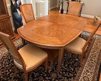 American of Martinsville Hollywood Regency Dining Table and Six Caned Chairs