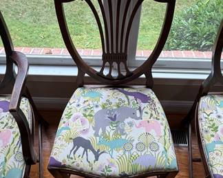 Set of 5 Shield Back Dining Chairs with Animal Print Upholstery