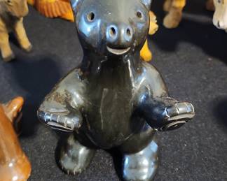 Vintage Black Ceramic Bear Figurine, Possibly Salt & Pepper Shaker