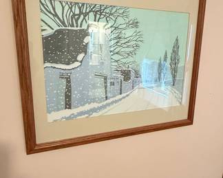 Framed Winter Village Print