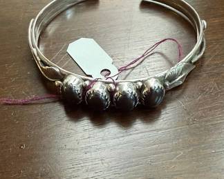 Native American Sterling Silver Hematite Cuff Bracelet