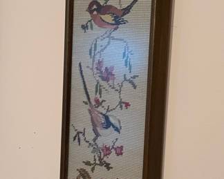 Framed Needlepoint Bird Art