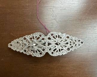 Art Nouveau Style Filigree Hair Barrette with 'Made in France' Mark