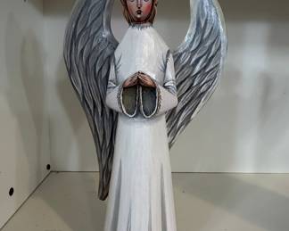 Hand-Carved Wooden Angel Figurine