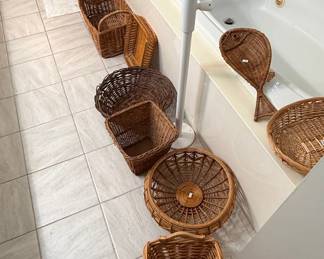 Assorted Wicker Baskets, including decorative and functional pieces