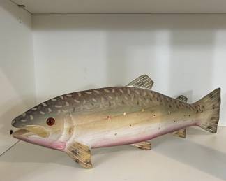Hand-Carved Wooden Brook Trout Wall Decor