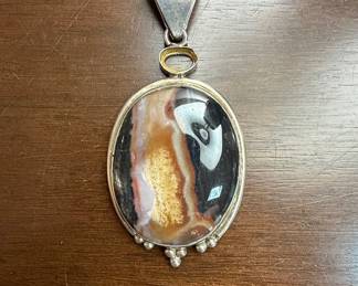 Sterling Silver and Crazy Lace Agate Pendant