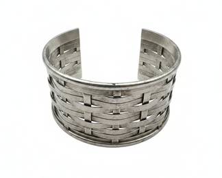 Sterling Silver Basket Weave Cuff Bracelet