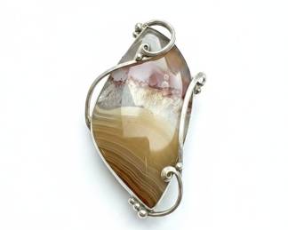 Agate and Sterling Silver Pendant