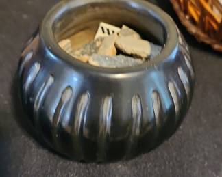 Vintage Santa Clara Pueblo Blackware Melon Bowl