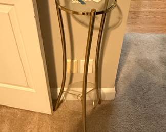 Brass and Glass Tiered Plant Stand