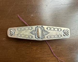 Navajo Sterling Silver Hand Stamped Barrette