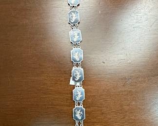 Vintage Siam Sterling Silver Niello Bracelet with Thai Dancers