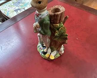 Fitz & Floyd Old World Rabbits Ceramic Planter Figurine