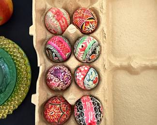 Set of 10 Hand-Painted Ukrainian Pysanky Easter Eggs