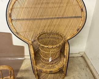 Vintage Peacock Chair with Integrated Shelving