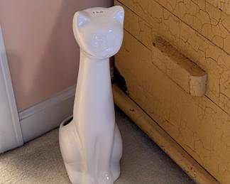 White Ceramic Cat Vase/Planter