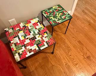 Mid-Century Modern Mosaic Side Tables (Set of 2)