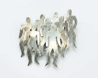 Taxco Sterling Silver Figural Group Brooch
