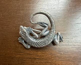 Vintage Sterling Silver Lizard Brooch by Lang