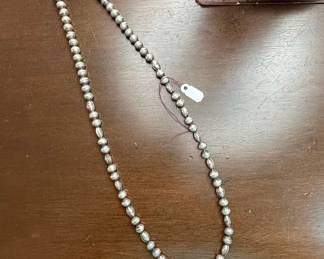 Sterling Silver Navajo Pearls Necklace with Sterling Clasp