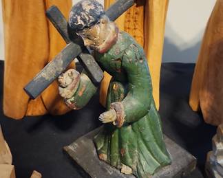 Carved Wooden Religious Figures - St. Francis and Stations of the Cross