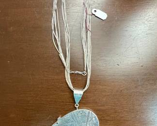 Native American Sterling Silver "Heartline" Bear Pendant Necklace
