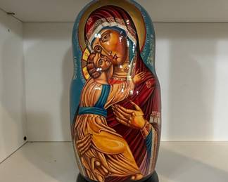 Hand Painted Matryoshka Doll - Virgin and Child Icon